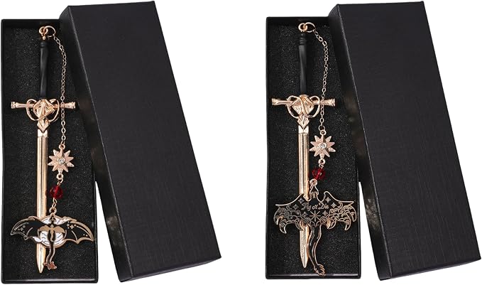 Fantasy Fourth Wing Dragon Sword Bookmarks - Fourth Wing Fans Page Markers Cool Bookmarks for Men Fantasy Dragon Gifts for Male Readers as Birthday Gifts (Dragon Bookmark Set 7)