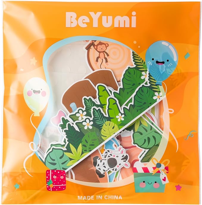 BeYumi Classroom Jobs Bulletin Board - 76Pcs Back to School Jungle Animal Class Jobs Bulletin Board Decoration Set Palm Tree Leaf Paper Cutouts Teacher's Helper Chalkboard Wall Decor for Kids Students