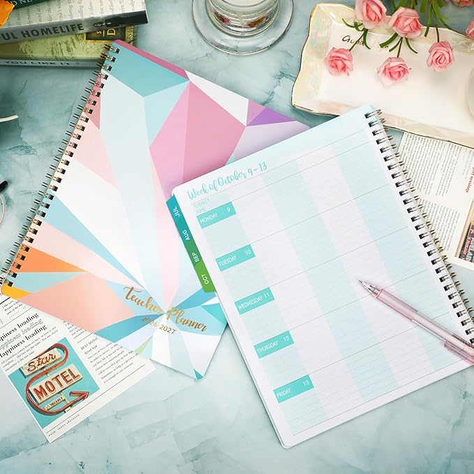 Teacher Planner 2026-2027 - Teacher Lesson Planner 2026-2027, 9" x 11", Jul.2026 - Jun.2027, Weekly & Monthly Lesson Plan Book for Teachers with Back pocket, Colorful Tabs - Blue-purple