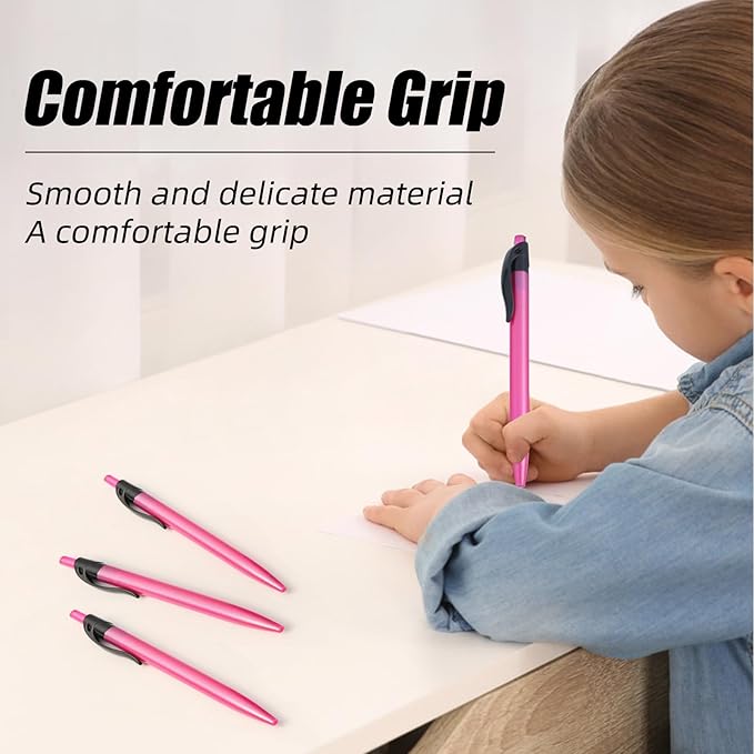 Retractable Red Ballpoint Pen for Smooth Writing 1.0mm Medium Pack of 100 Red Ink Pen, Click Red Pens Bulk with Comfort grip, Idea for Journaling, Planner, Note Taking Office School Supplies