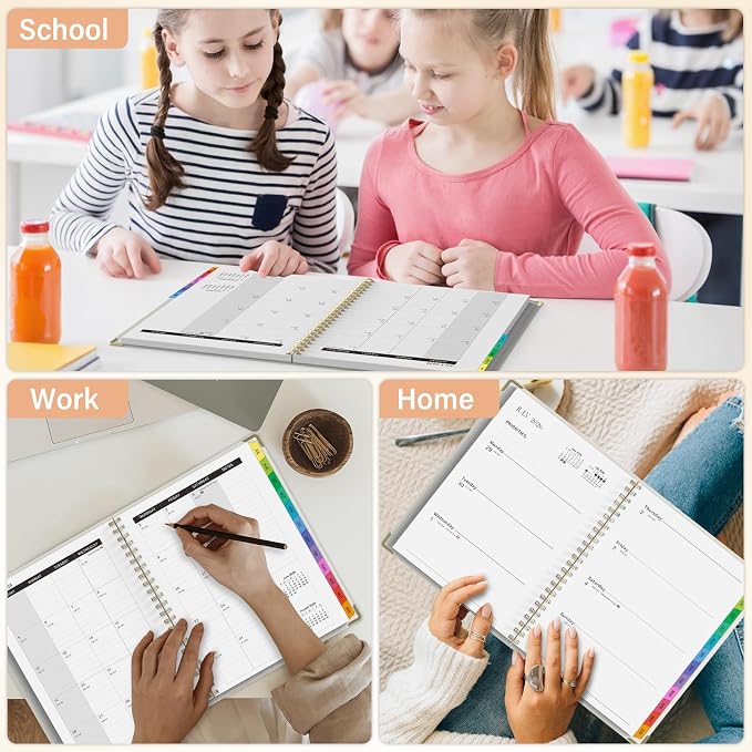 Academic Planner 2026–2027, A4 Hardcover Weekly Monthly Planner, Large 8.5" x 11" School Year Planner July 2026 to July 2027, with Bookmark, Pocket Folder and Sticky Notes, Smiley Face