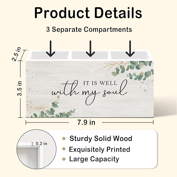 It Is Well with My Soul Pen Pencil Holder for Desk, Sage Christian Office Desk Accessories Decor, Sage Green Christian Motivational Pen Holders Organizer for Farmhouse Home Classroom Bathroom