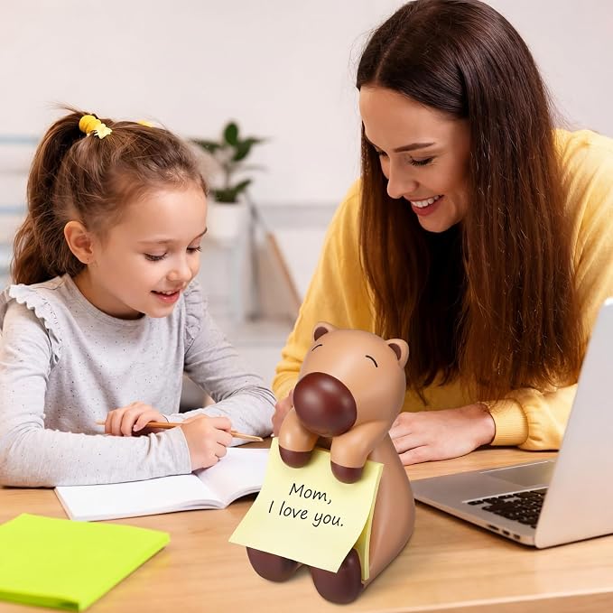 Chunful 3pcs Pop-up Note Dispenser Set Include Resign Capybara Note Dispenser, 2 Pcs 3" x 3" Sticky for Office Desk Accessories