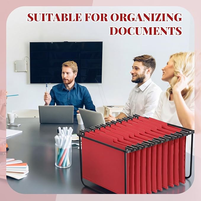 Henoyso 15 Pcs Hanging Classification File Folders, Letter Size Red Folders with 3 Pressboard Dividers, 8 Fasteners, 4 Inch Expansion, 1/3-cut Top Tab for Medical Records and File Cabinet Organizer