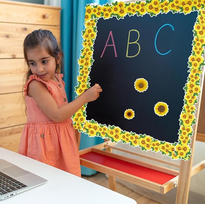 66ft Sunflower Bulletin Board Borders Springtime Sunflower Summer Fall Theme Flowers Rolled Floral Border Trim for School Classroom Blackboard Office Chalkboard Spring Floral Groovy Party Wall Decor