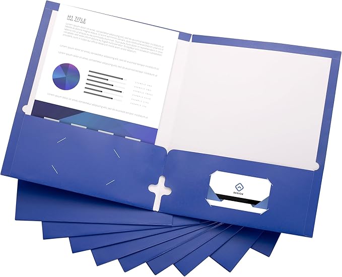 10 Pack Two Pocket Folders, Blue, Strong Thick Paper Folders, for Letter Size, by ACTIVITYya