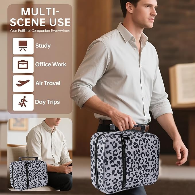 Bible Cover for Men Bible Book Cover Canvas Carrying Case Book Protector Case Large Bible Cover with Durable Handle Bible Study Supplies Accessories Christian Gifts (Black Leopard, Large)