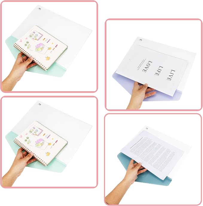 Mr. Pen- Clear Plastic Envelopes File Folders, 10 Pack, A4, Letter Size, Colorful Flaps, Clear Folders for Documents Plastic Poly Envelopes with Label for School, Home, Work, Office, Organizer