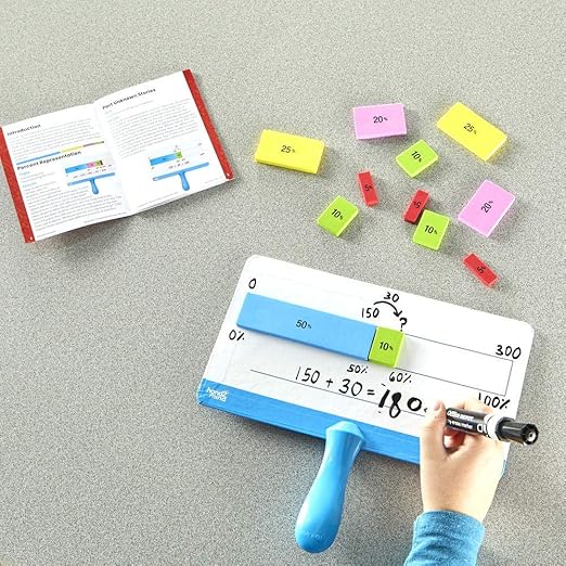 hand2mind - 92433 Magnetic Foam Math Percent Bar and Dry Erase Boards for Kids, Learn Percentages and Percent Proportions, Colorful Math Manipulatives for Percents, Homeschool Supplies (Set of 4)