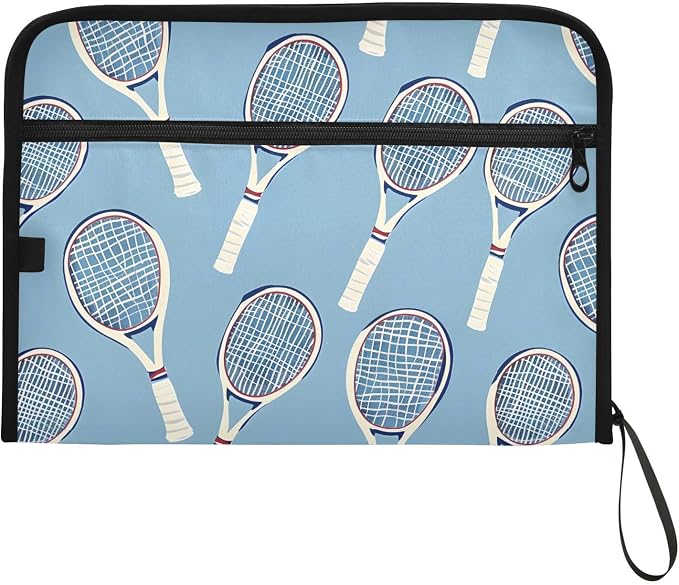 Expanding File Folder Tennis Racket Blue Accordion File Organizer 13 Pockets Document Organizer with Zipper Labels A4 Letter Office Storage