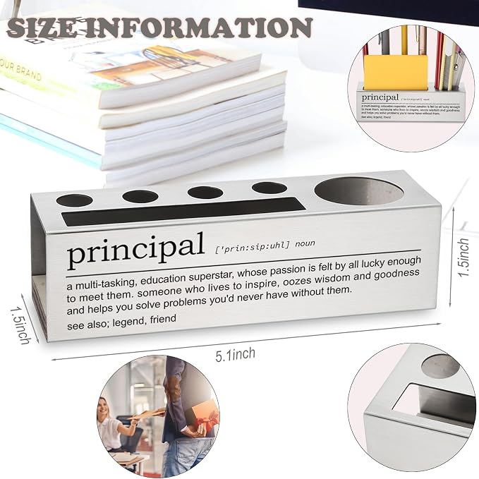 Principal Desk Pencil Holder Motivational Gift for Principals Inspirational Office Decor for Educators Unique Pen and Pencil Organizer for School Administrators EDP81