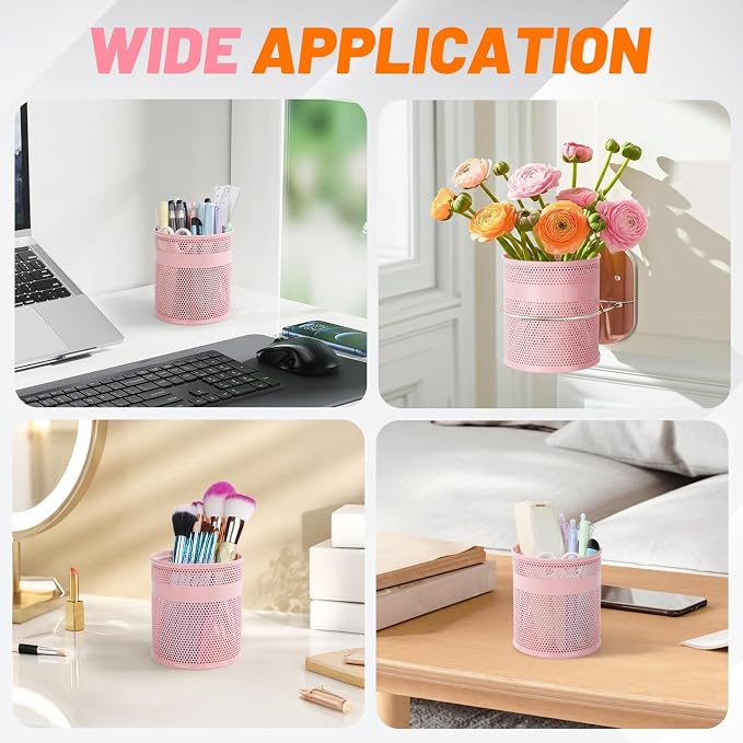 Segarty Pack of 9 Pencil Holders 3.9x4.2in, Round Mesh Pen Holder for Table Desk Organization, Large Pen Cup Container Set Desktop Accessories Organizer for Office Work Home Stuff Makeup Brush Storage