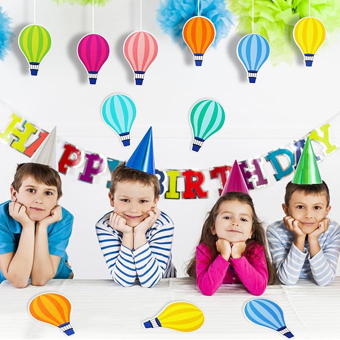 48 Pieces Hot Air Balloons Cutouts Bulletin Board Decorations Paper Balloon Cut Outs Assorted Color Hot Air Balloon Accent Name Tag Label for Kids School Office Supplies Back to School Classroom Decor