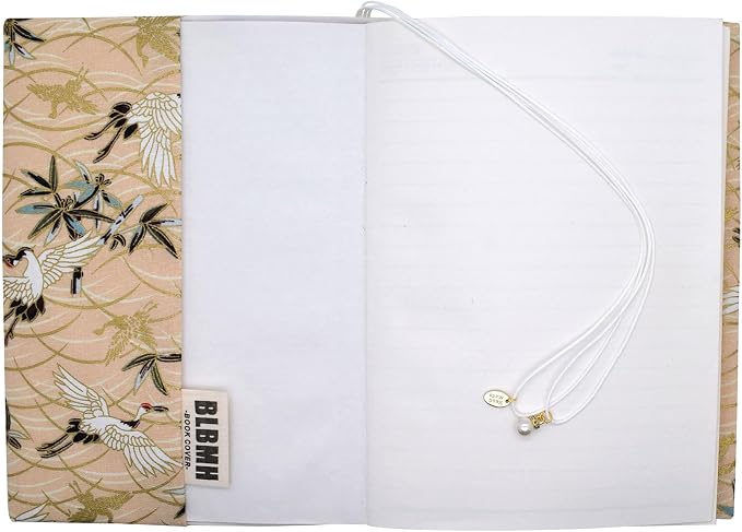 BLBMH 6x9 Bible Book Cover for Women, Non-Stretch Fabric Protector for Paperback, Soft Cloth Sleeve with Bookmark for Journals Notebooks | Privacy Reading Gift - Crane Beige