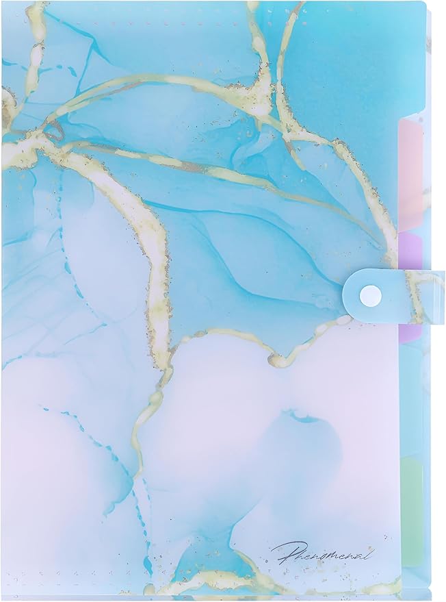Forest Series Expanding File Folder Stylish Funky Cute Retro Document Organizer with Natural Scenes for Students,Teachers & Freelancers - Cyan Lake