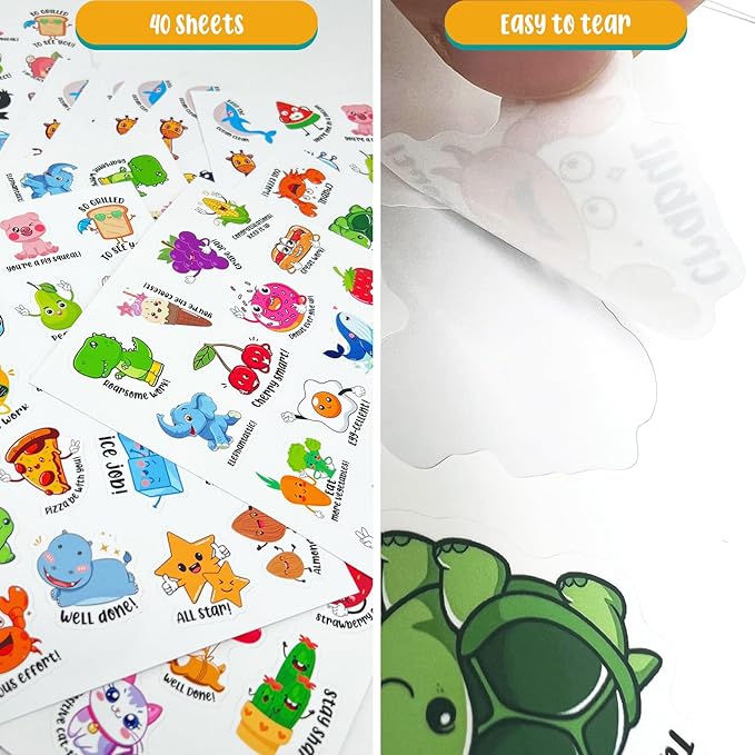 800PCS Fun Stickers for Kids, Positive Stickers for Kids Classroom, Classroom Prizes Elementary, Removable Teacher Stickers for Grading and Rewards