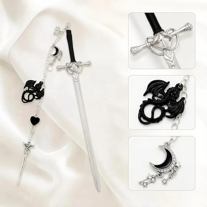 Fantasy Dragon Sword Bookmarks - Metal Charm Vintage Book Marks Cool Page Marker Gifts for Reading Lover Women Men Students Teachers Reader Bookish Birthday School Accessories - 1 Piece