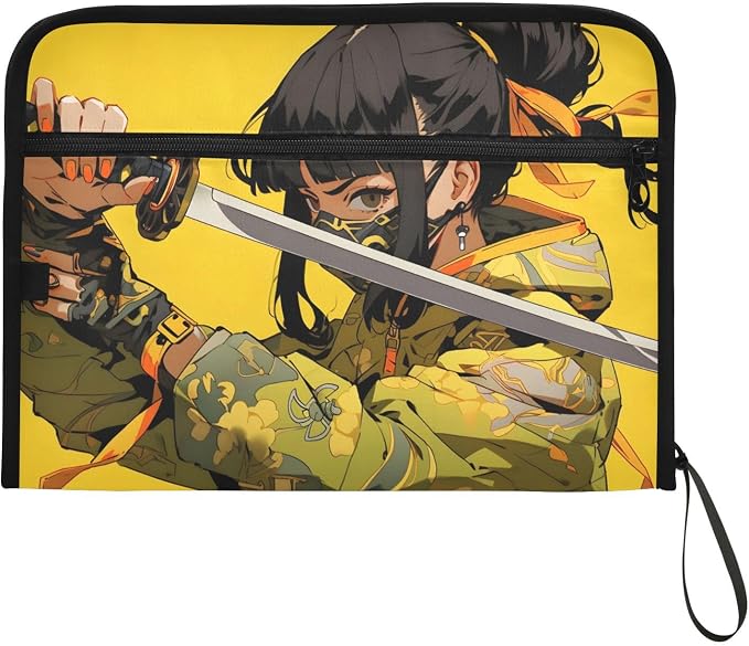 Expanding Accordion File Folder Ninja Anime Patterned Portable Documents Paper Organizer 13 Pockets with Labels