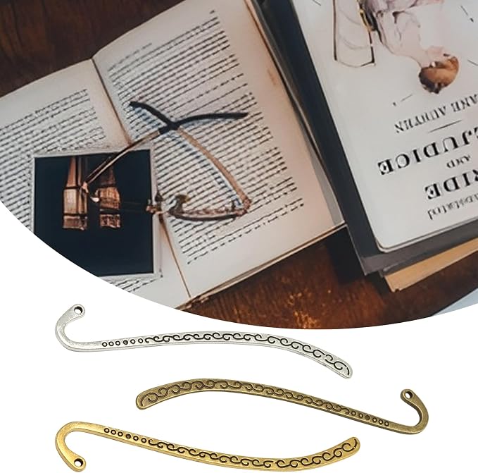 Elegant Metal Bookmarks - Vintage Carved Design with Loop for DIY Beading, Tassels & Hairpin for Readers, Writers & Book Lovers, Robust Alloy Rust-Free Book Markers (Set of 60)