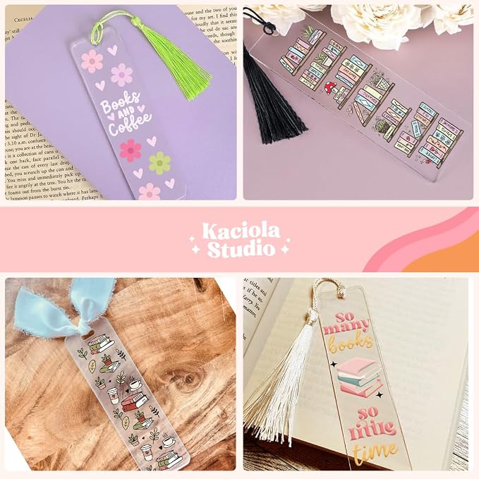 Kaciola 36 Sheets Booklover Theme UV DTF Bookmark Wraps, Acrylic Bookmark Blanks UV DTF Stickers, Rub on Transfers for Book Lover DIY (Blank Bookmarks Not Included)