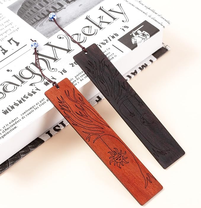 2 Pcs Bookmark, Cool Bookmarks for Men Women, Gifts for Book Lover Bookworm (Sun Moon Star)