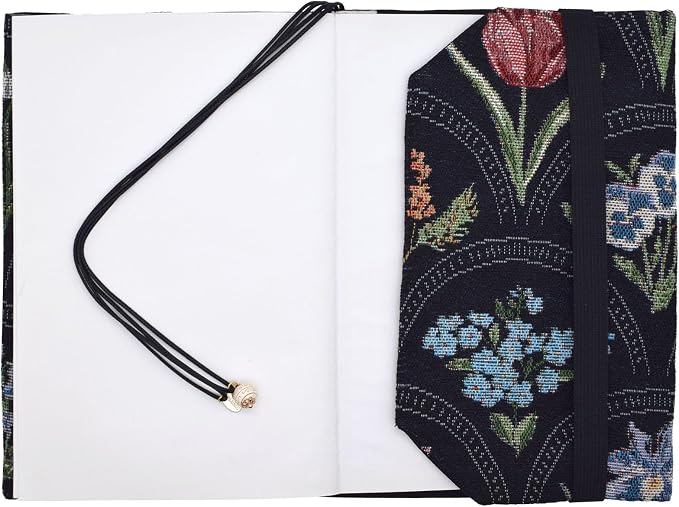BLBMH 6x9 Bible Book Cover for Women, Non-Stretch Fabric Protector for Paperback, Soft Cloth Sleeve with Bookmark for Journals Notebooks | Privacy Reading Gift - WD Flower Black
