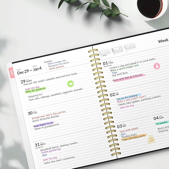 2026 Planner, Forvencer Calendar Planner Weekly and Monthly (Jan 2026-Dec 2026), 8.5" X 11", Agenda Book, Daily Journal Notebook with Tabs, Flexible Cover, Home School Organizer, A4, Pink