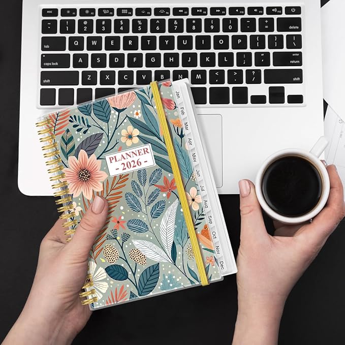 2026 Planner - Planner 2026 from January 2026 - December 2026, Weekly & Monthly Planner Spiral Bound with 12 Monthly Tabs, Inner Pocket, 6.4" x 8.5", Flower-A