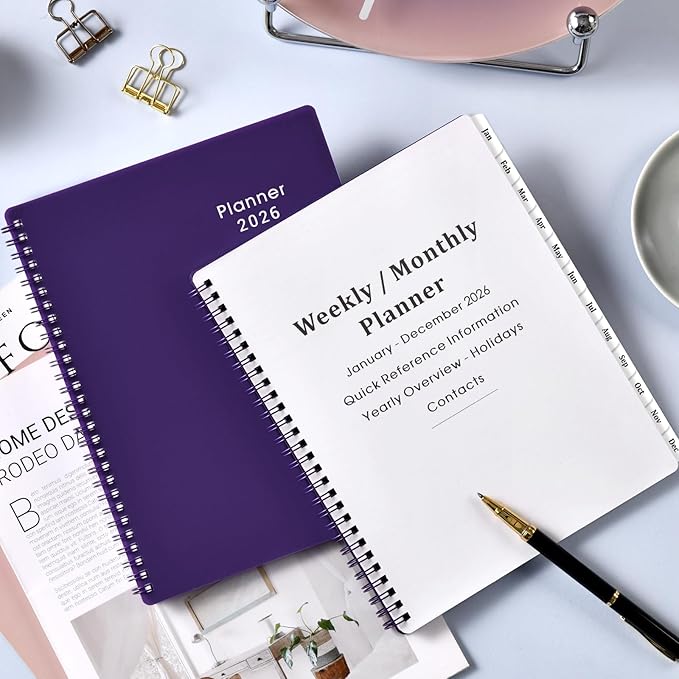 Planner 2026-2027 - 2026 Calendar Planner, Jan. 2026 - Dec. 2026, 8βΓ 10β, 2026 Weekly & Monthly Planners with Printed Monthly Tabs, Strong Twin-Wire Binding, Waterproof cover