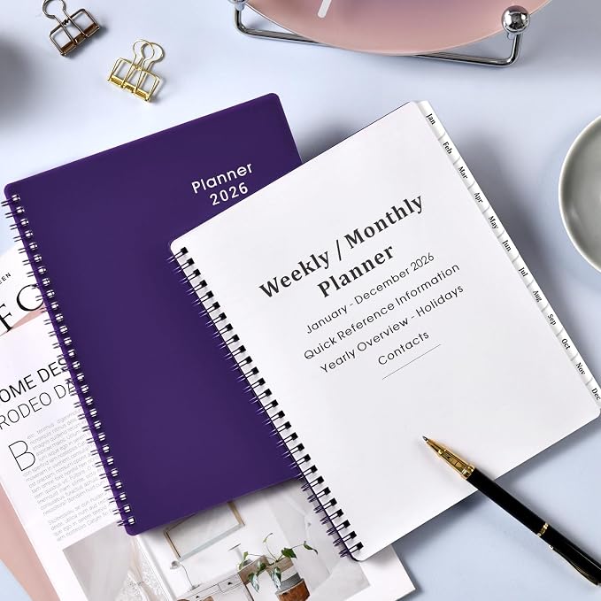 Planner 2026-2027 - 2026 Calendar Planner, Jan. 2026 - Dec. 2026, 8βΓ 10β, 2026 Weekly & Monthly Planners with Printed Monthly Tabs, Strong Twin-Wire Binding, Waterproof cover