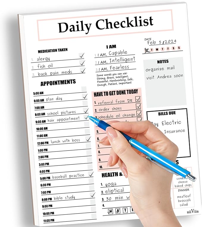 ADHD Planner for Adults & Women - 2026 Productivity Planner & Daily To Do List & Task Notepad, Neurodivergent Tools for Adults, Undated Full Focus Organization Pad with 50 Tear-Off Sheets, 8.5 x 11 Inch