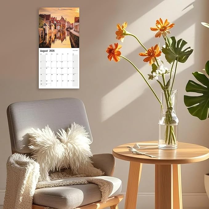Wall Calendar 2025-2026 Planner Calendar - Europe Hangable Monthly Wall Calendar with Large Blocks for Organizing & Planning, Academic Schedule, Home, Office & family, Thick & Sturdy Paper (12"x24" Open)