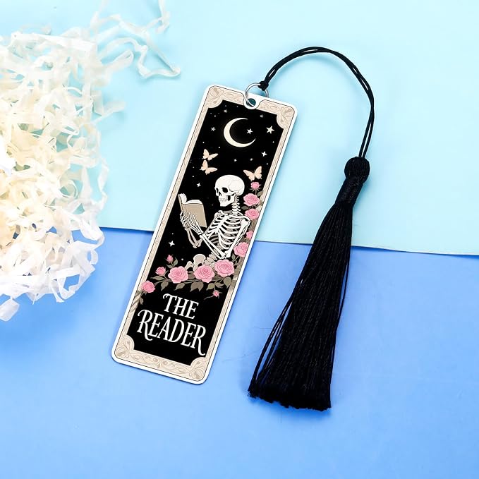 Dark Romance Merch Funny Bookmark for Book Lovers Reader Bookmarks Mothers Day Birthday Gifts for Women Best Friends Skull Book Markers College Girls Gift Basket Teen Girls Book Accessories Halloween