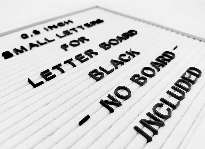 Letter Set Only - Pre-cut 0.5 Inch(1/2”) Tall Black Letters 492pcs with Canvas Bag(No Board Included)