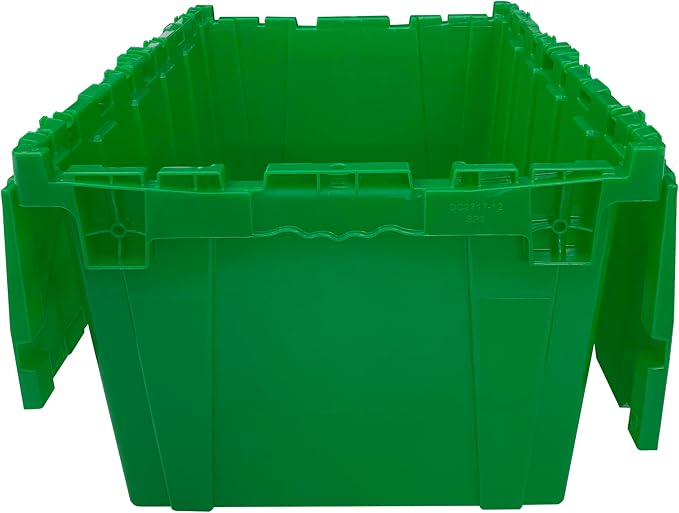UBOXES UOFFICE Storage Packing Crates, 5 Pack Green Totes 27" x 17" x 12", Plastic Storage Crates, Green Crates, Crates For Packing & Storage, Moving Storage Crates, Plastic Crates With Lids
