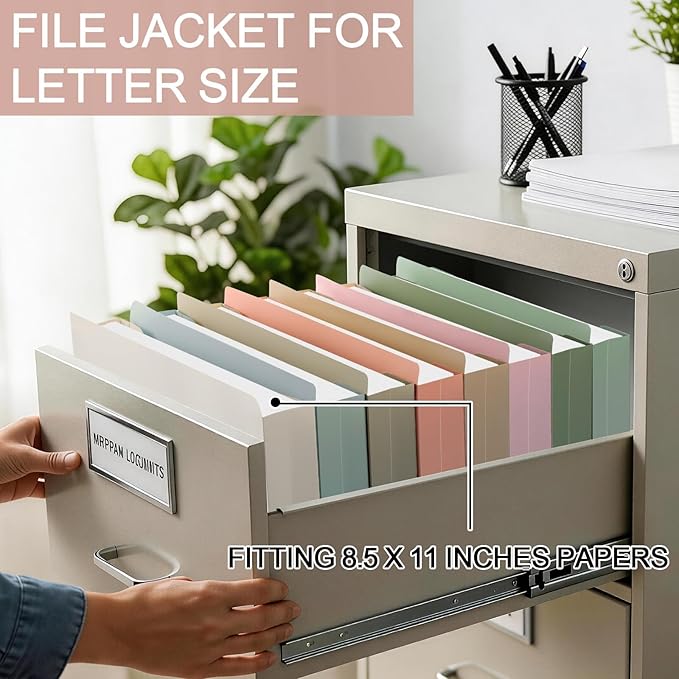 gisgfim 16 Pack Plastic File Jackets Letter Size, 2 inch Expanding File Pockets Reinforced Heavy Duty File Folder Jackets for Office, School Document Organizer (Morandi)