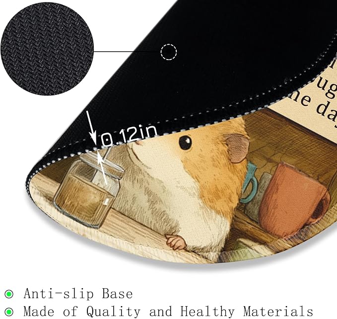 Gctriki Funny Hamster Round Mouse Pads for Desk, Small Desk Mat Stitched Edge Non-Slip Rubber Base, Mousepad for Travel Laptop Computer Gaming, Cute Office Accessories with Motivational Quote