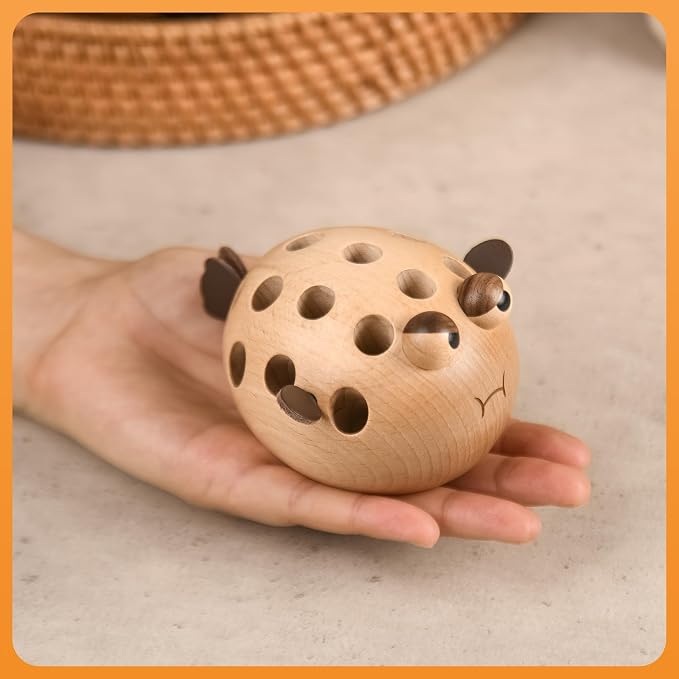 Damuzhi Pen Holder For Desk Pencil Holder Wooden Pufferfish- Funny Small Gifts For Kids, Unique Gifts For White Elephant Gift Steacher Gifts