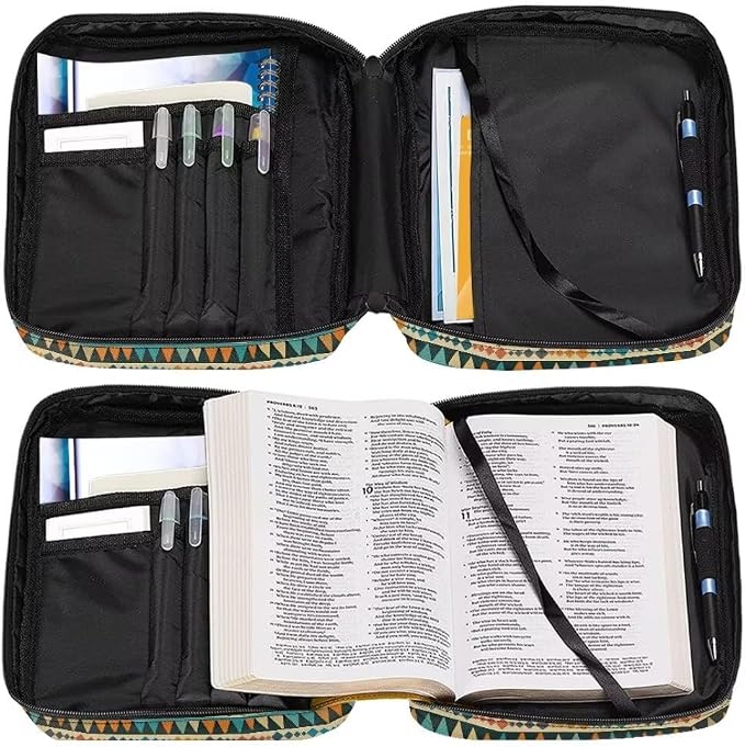 Coldinair Tribal Horse Bible Covers Bag for Women,Leopard Print Carrying Book Case Church Bag Bible Holder with Handle and Zippered Pocket