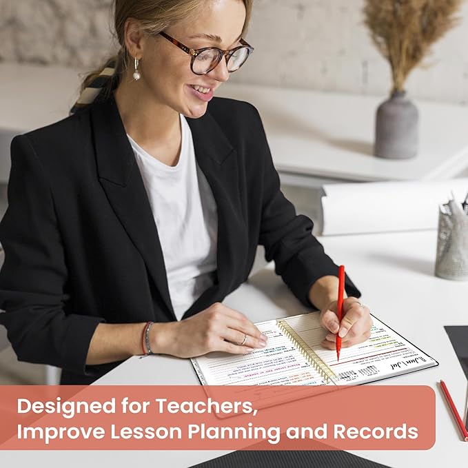 Planner 2026-2027, Academic Year Monthly and Weekly Calendar Planner, Jul 2026 - Jun 2027, Hardcover Teacher Student Planning Agenda book with Tabs, Perfect for School Office Supplies, 6.3" x 8.5" - Humming Glow