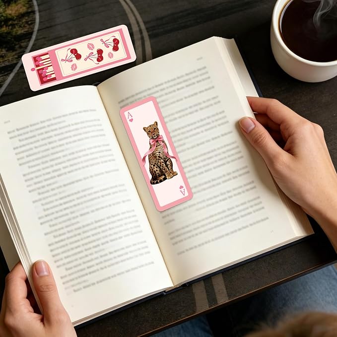 Y2K Coquette Aesthetic Bookmarks, 100 Pcs Pink Bow Leopard Book Marks for Reading Women Girls, Funny Girly Paper Page Markers Bluk for Novel Planner Diary School Supplies Bookish Gifts for Birthday