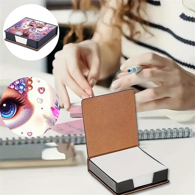 Fox Diamonds Painting Kit Note Box,Animal Memo Paper Storage Box Diamond Art,Sticky Note Holder Diamond Art,Diamond Painting Memo Pad For Office Desk. (Fox)