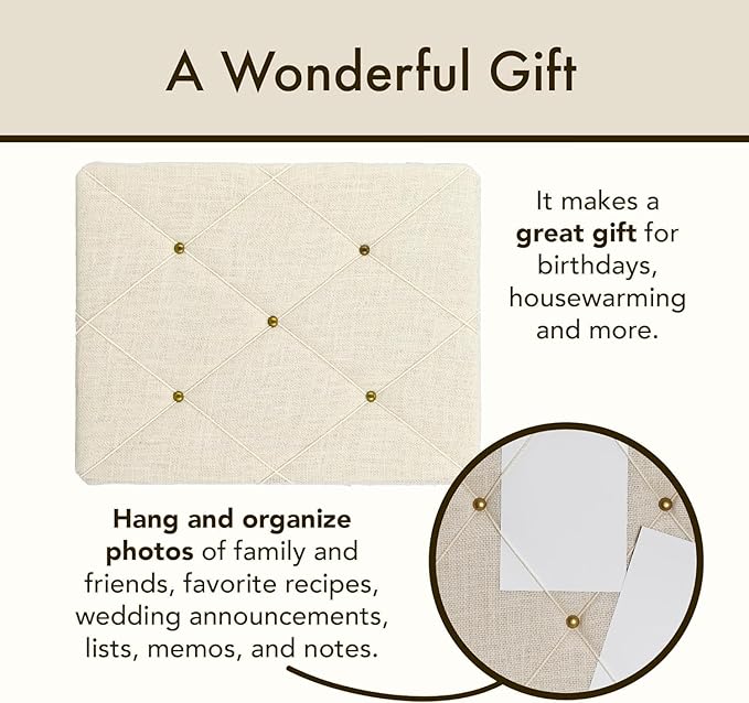 White Burlap Covered with Criss-Cross Twine Bulletin Picture & Memo Board, 11.75 x 15.75