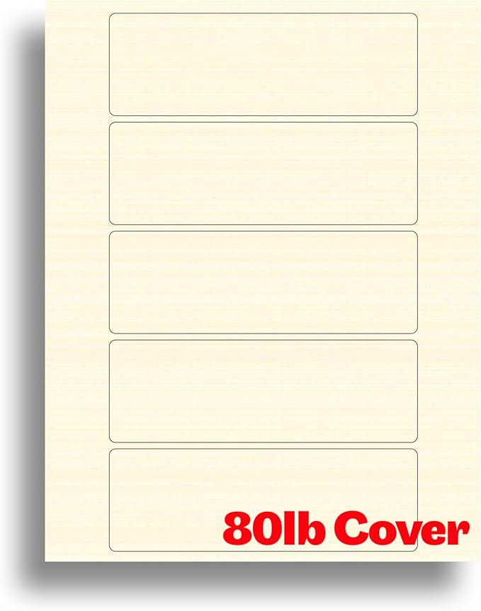 Natural Cream Linen Textured Printable Bookmarks - Blank Bookmark Printing Paper for Inkjet & Laser Printers - Heavyweight Cardstock - 2" x 6" Perforated Bookmarks - 10 Sheets / 50 Blank Bookmarks