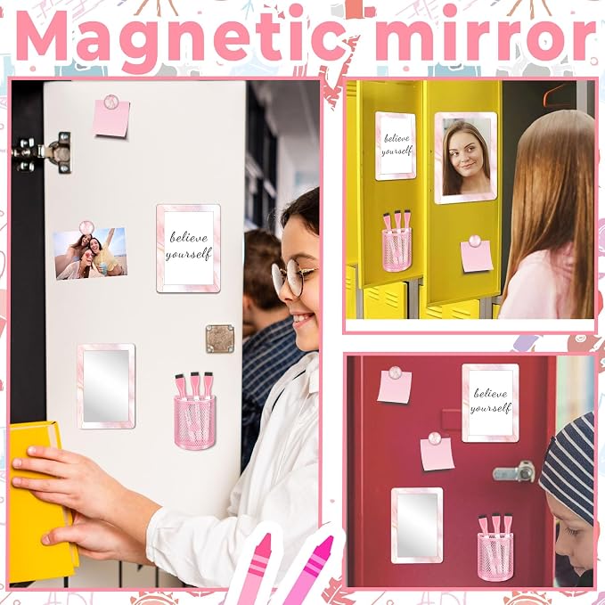 Denylo pro Pink Magnetic Locker Marble Theme Accessories Kit Include Back to School Essentials for Back to School Decorations Office Supplies