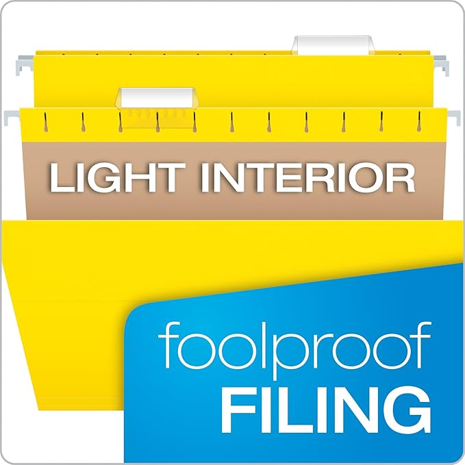 Pendaflex 81606EE Recycled Hanging Folders, Letter Size, Yellow, 1/5 Cut, 25/BX (81606) (Pack of 10)
