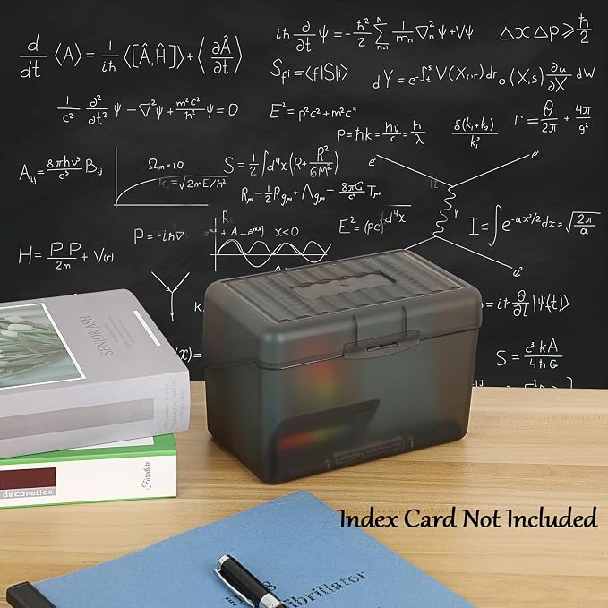 BTSKY 1 Pack 4 x 6 inch Index Card Box-Index Card Holder Notecard Box Recipe Card Box Plastic Storage Organizer for Filling Index Cards,Note cards, Flashcards, Recipes and etc,Grey