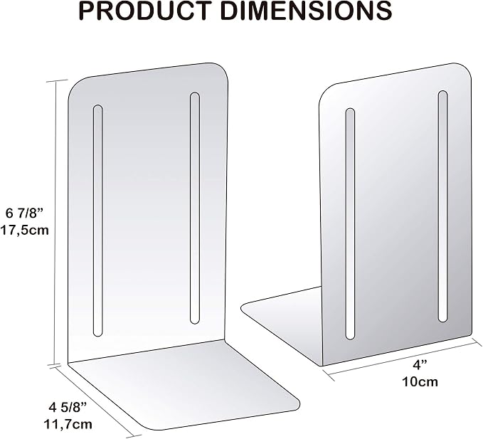 Acrimet Bookends for Shelves, Non-Skid Book Holder, Heavy Duty Book Stopper, Steel Metal Book Ends Storage for Home, Library, 6 7/8" H x 4" W x 4 1/2" D (Deep Blue) (2 Pairs / 2 Pieces)
