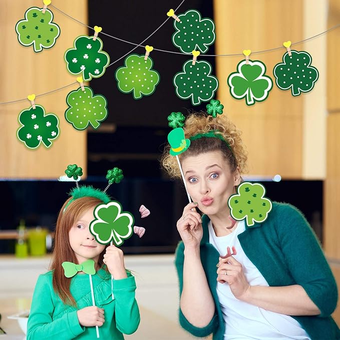 Blulu Shamrocks Clover Cutouts for Classroom Bulletin Board Decorations Large St. Patrick's Day Shamrock Paper Cutouts with Adhesive Dots for School Office Ireland Party Supplies, 5.9x5.9 Inch(40 Pcs)