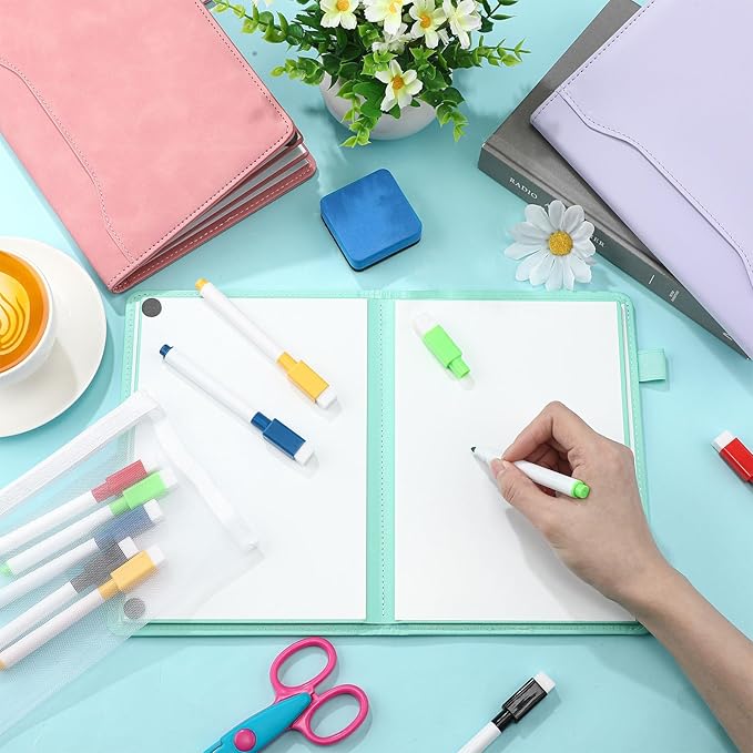 Feifeiya 6 Sides Dry Erase Whiteboard Notebook Portable Notebook White Boards 6"x9"(a5) Small Folding Whiteboard Anti-ghosting Surface, Travel Dry Erase Mini White Board for Office, School, Study